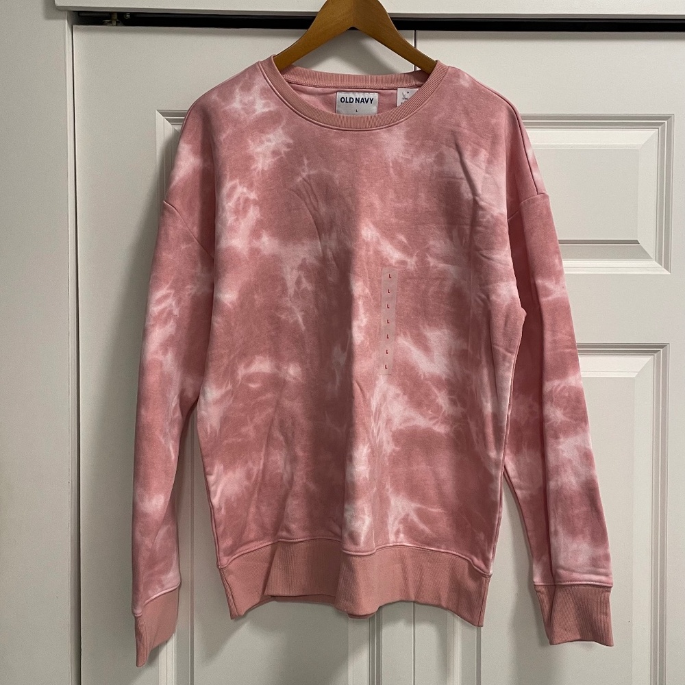 Old Navy Dark Pink & White Tie-Dye Sweatshirt